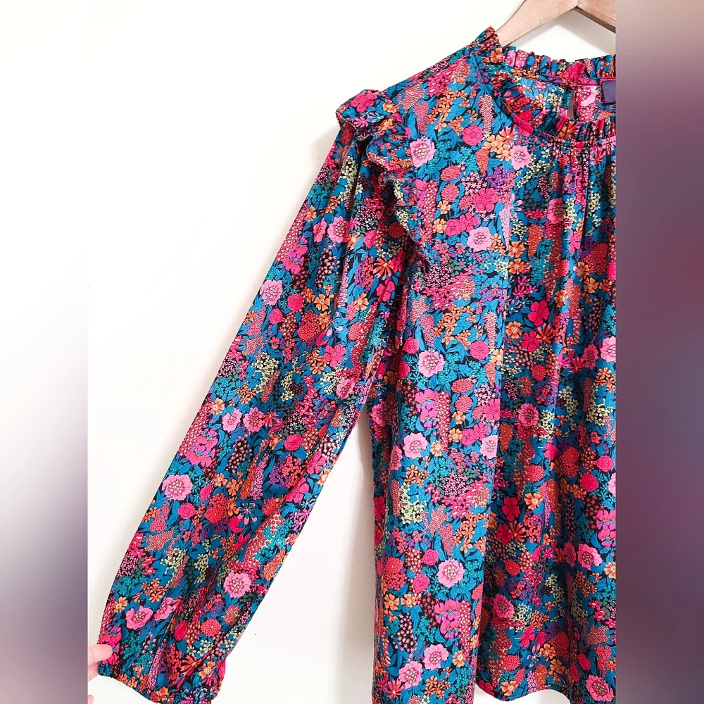 J. Crew x Liberty of London Art Fabric Floral Ruffle-Yoke Long-Sleeve Blouse - Picture 3 of 7